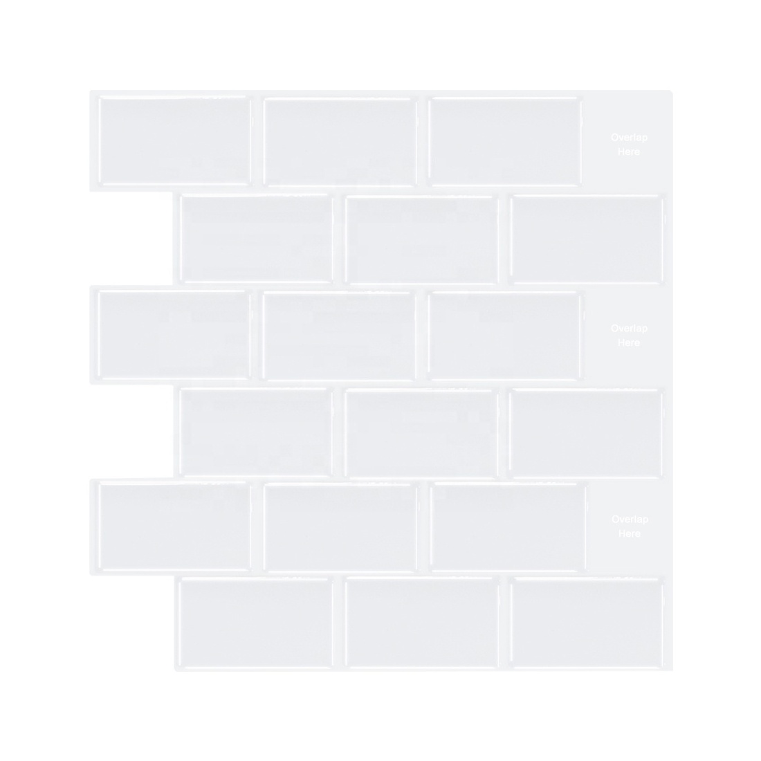 Self Stick Backsplash Subway White Wall Tile Sticker Stick On Removable Anti-Mold Vinyl Peel and Stick Wall Decal