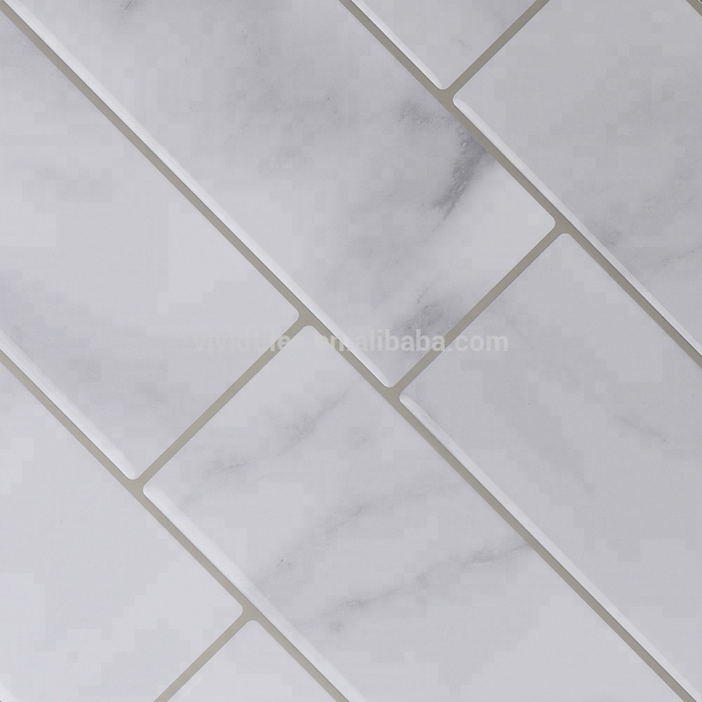 Peel and Stick Bathroom Tiles Adhesive Kitchen Tiles Subway Marble Vinyl Wall Tile 3D Effect DIY Waterproof