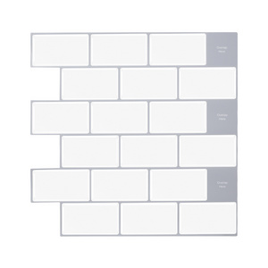 Sticker Tile White Subway for Kitchen Backsplash Bathroom Wall Decoration 12"x12"