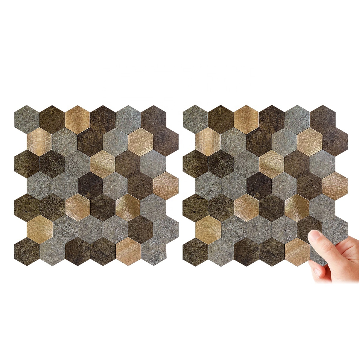 Peel and Stick Kitchen Backsplash SPC Tiles Hexagon Mosaics Stick On Wall Tiles Easy DIY Installation