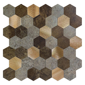 Peel and Stick Kitchen Backsplash SPC Tiles Hexagon Mosaics Stick On Wall Tiles Easy DIY Installation