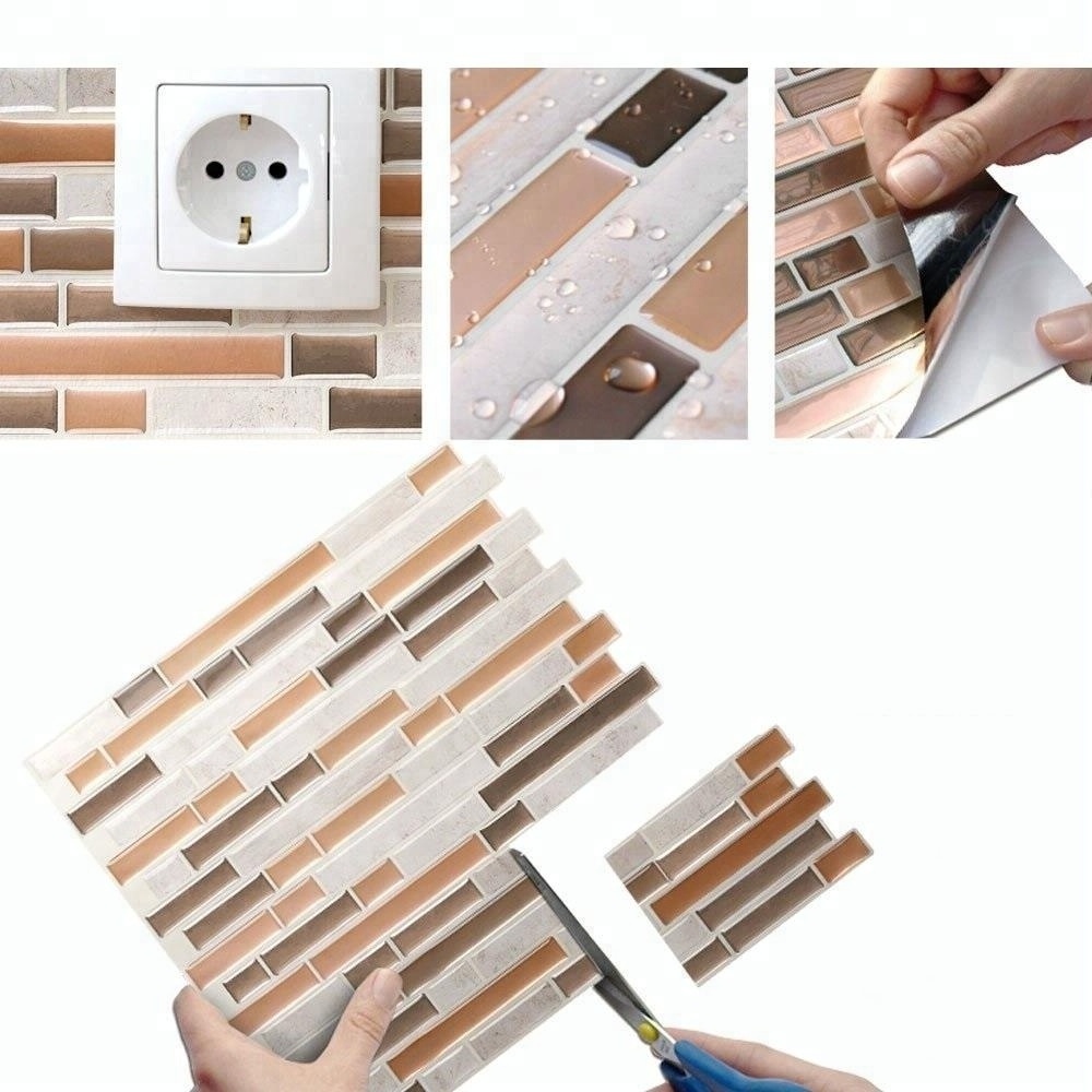 Home Decor Peel and Stick Wall Tile Self-adhesive Wall Sticker  Backsplash Mosaic Tiles for Kitchen Bathroom PU Waterproof