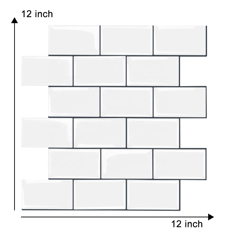 Upgrade Thicker 2.5mm Thickness Mosaic Backsplash Adhesive Wall Tile 12*12 Inch Peel and Stick Wall Tile Kitchen Bathroom