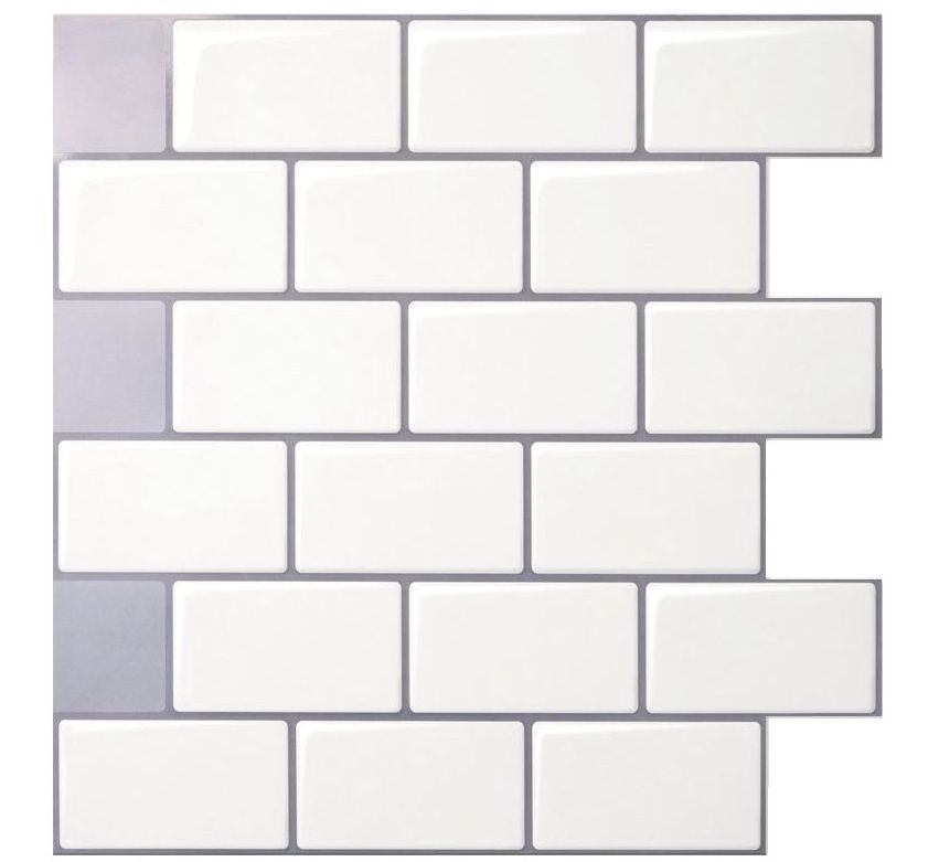 white 3d peel and stick backsplash kitchen tile