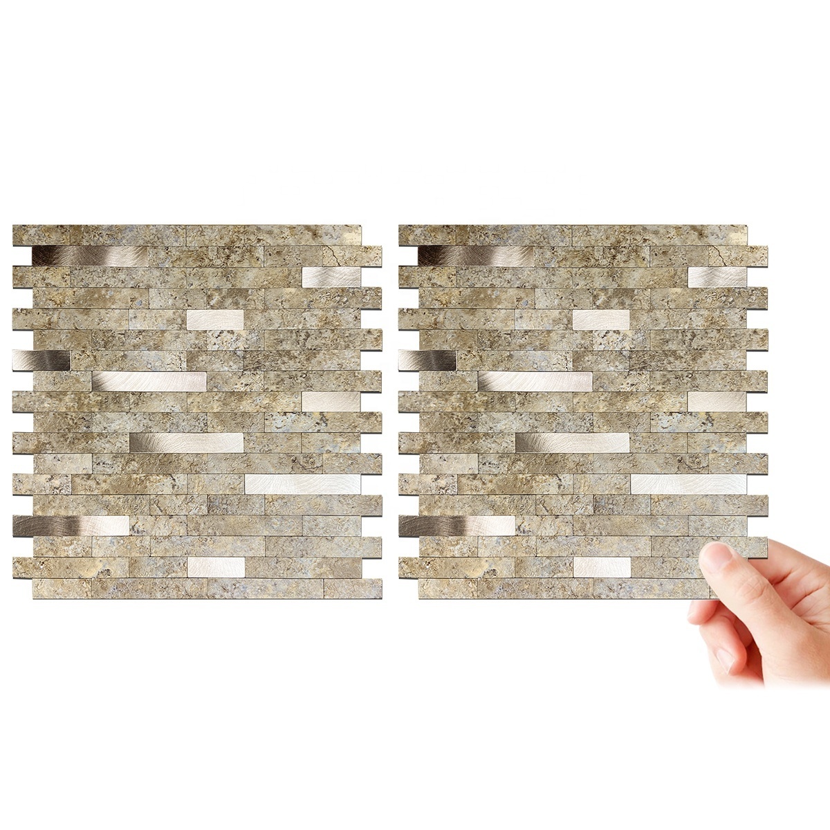 Peel and Stick Backsplash Tile for Kitchen Bathroom Laundry Room Fireplace RV Metal Gold Mosaics