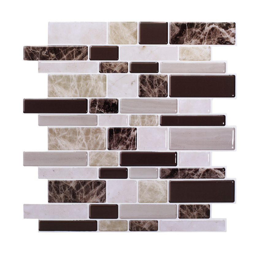 Faux ceramic tile design idea wall decor peel and stick vinyl tile for kitchen makeover & home decoration