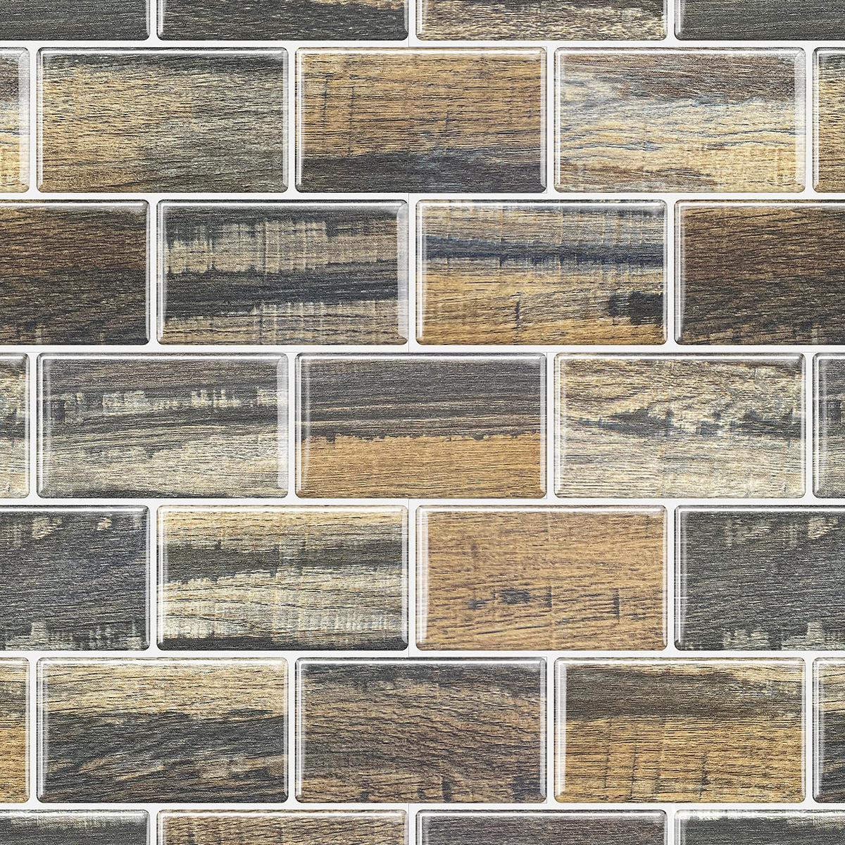 Like real wood subway design  in 2.0 thickness Peel and Stick Backsplash Wall Tiles 12 x 12