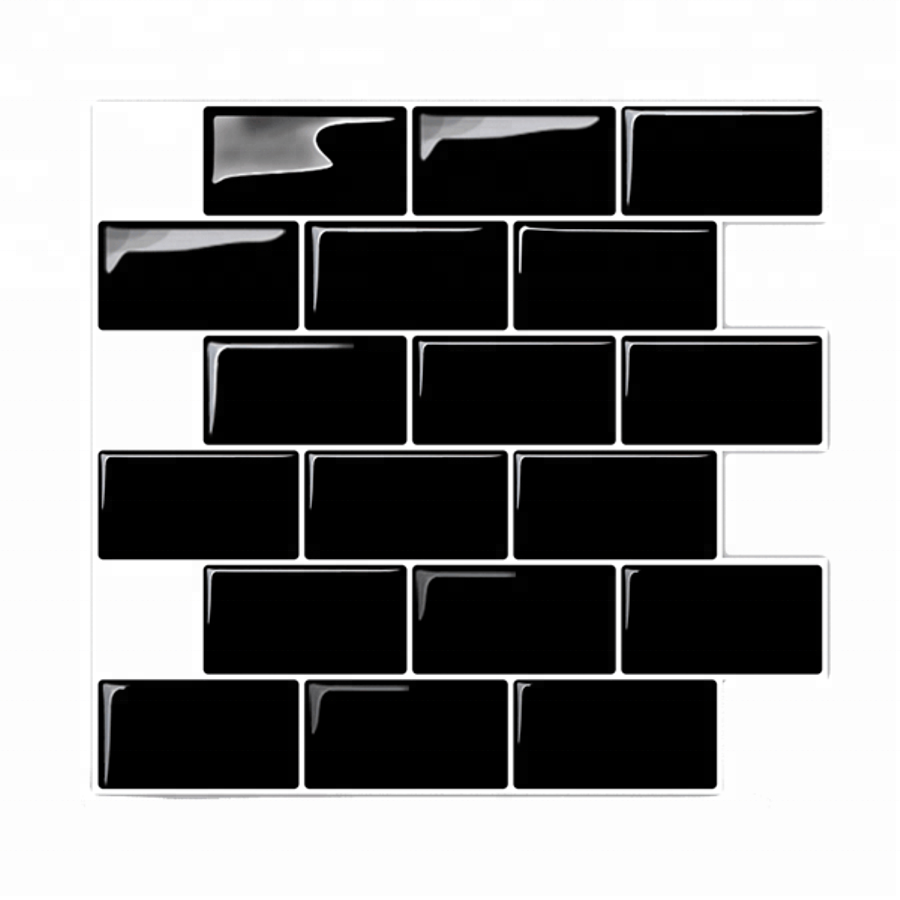 Home Decor Self-adhesive Peel and Stick Tile Sticker Subway Black 3d Wallpaper