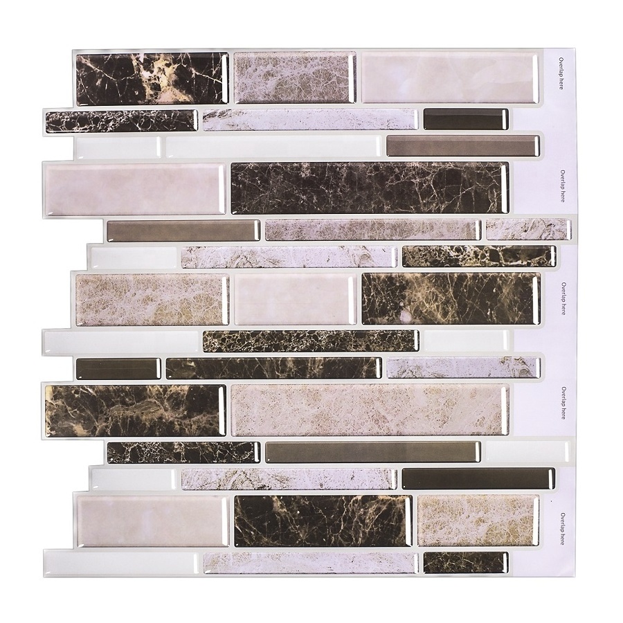 Large Brown Marble Premium Anti-Mold Kitchen Usage 3D Brick Epoxy Sticker Peel And Stick Backsplash Tiles Sticker