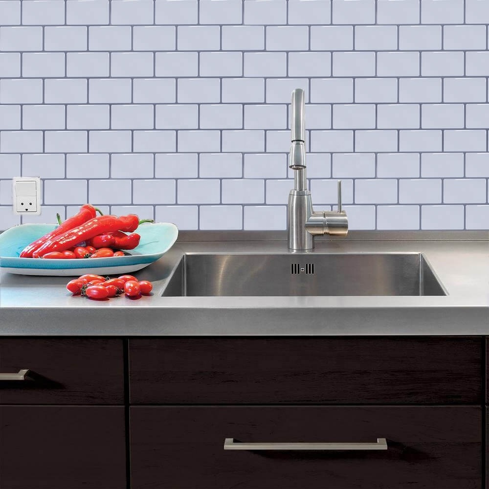 Lovely home peel and stick back splash multi color smart subway white wall tile