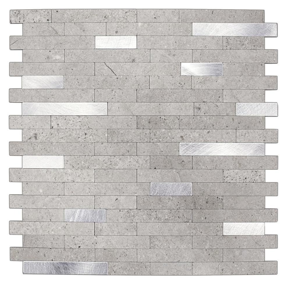 Instant Stick on PVC Composite Backsplash Wall Tile Peel and Stick Premium Tile Metal Light Slate