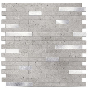 Instant Stick on PVC Composite Backsplash Wall Tile Peel and Stick Premium Tile Metal Light Slate