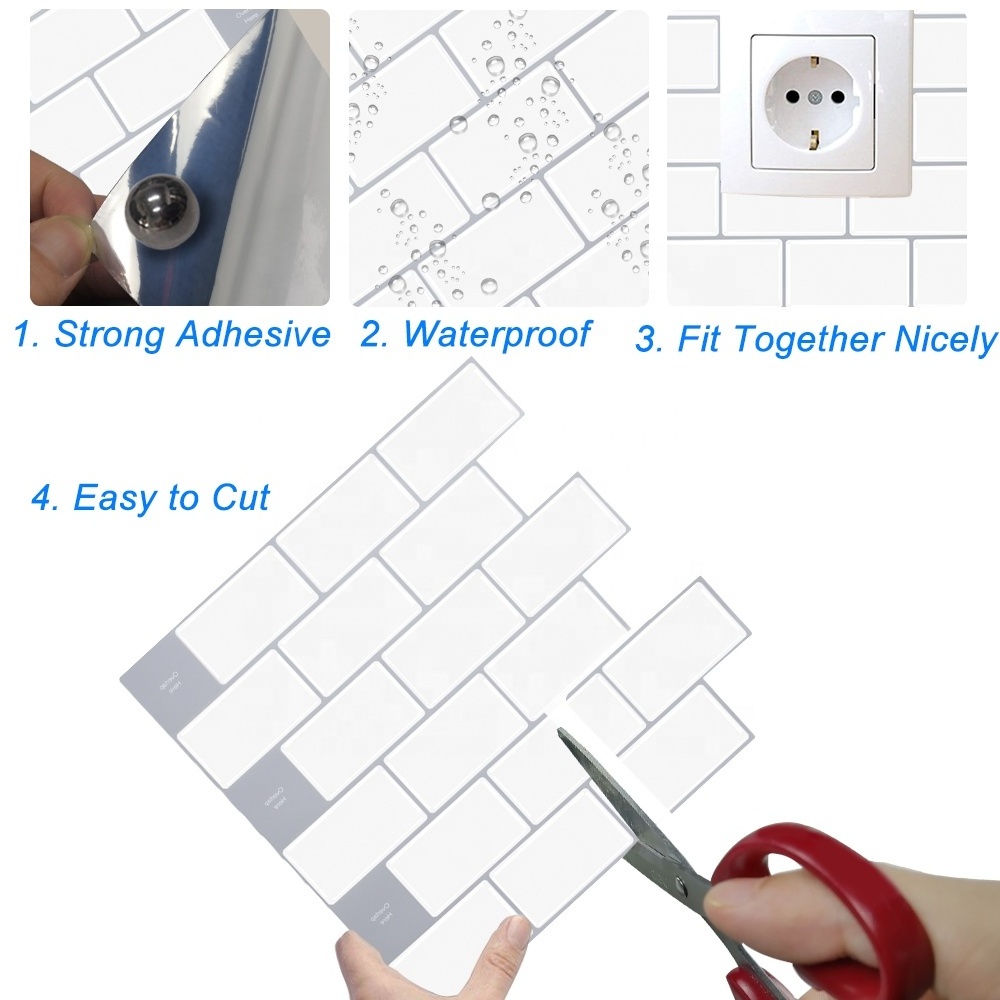 Factory Wholesales Best Seller Self Adhesive Wall Tiles 3D Effect Peel And Stick Tiles Backsplash Home Decor Kitchen Mosaic