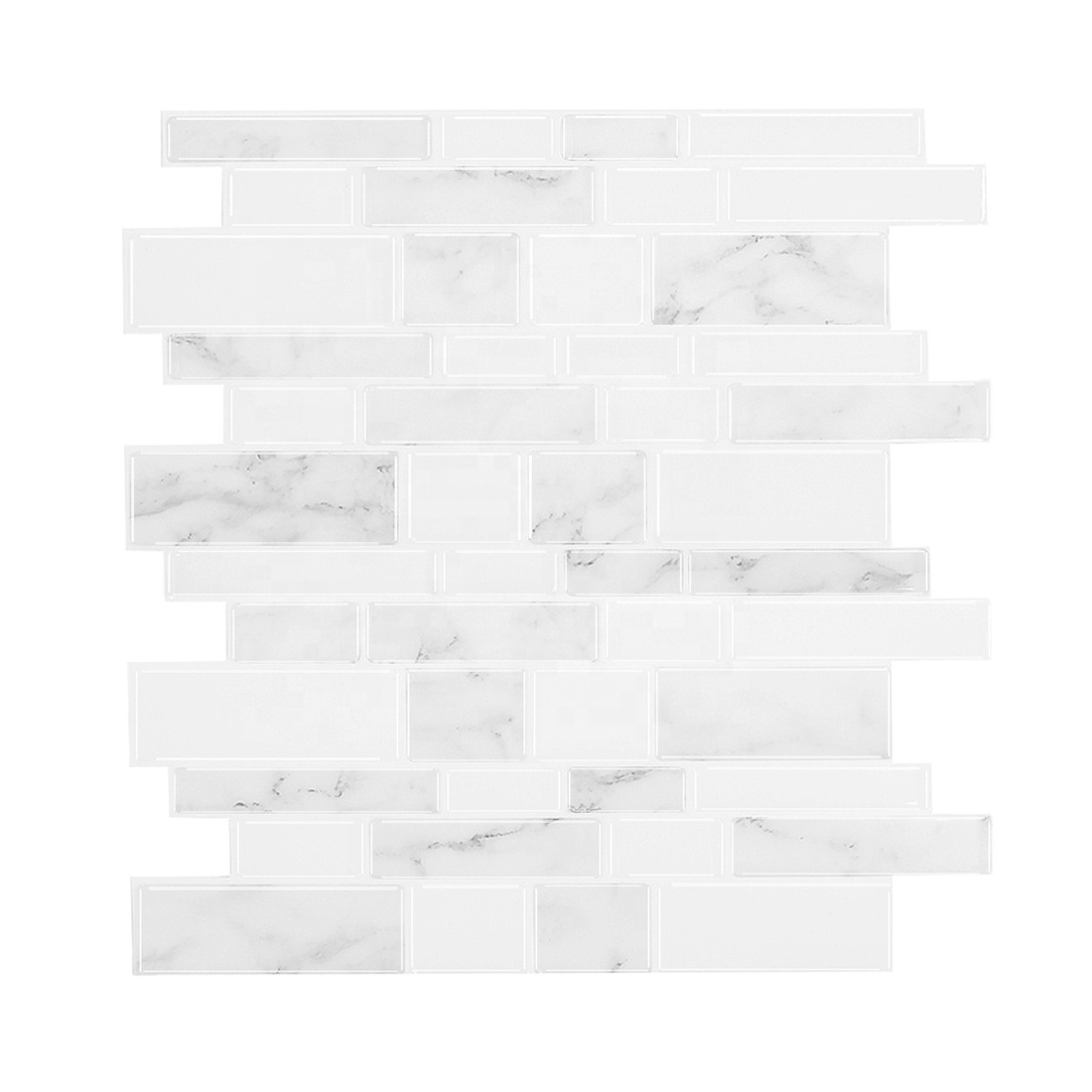 White Marble Stripe Easy DIY Decoration Peel and Stick Navy Blue Backsplash Subway Tile for Kitchen Walls Mosaic Art