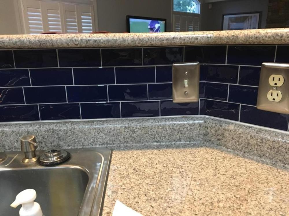 Easy DIY Decoration Peel and Stick Navy Blue Backsplash Subway Tile for Kitchen Walls Mosaic Art