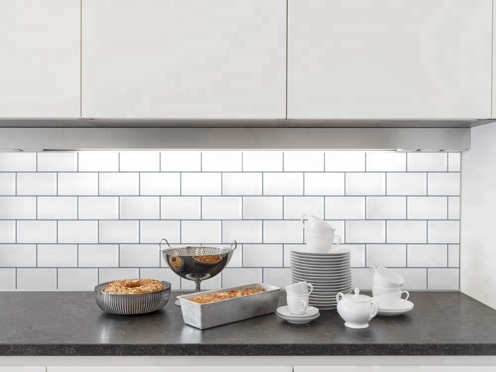 white 3d peel and stick backsplash kitchen tile