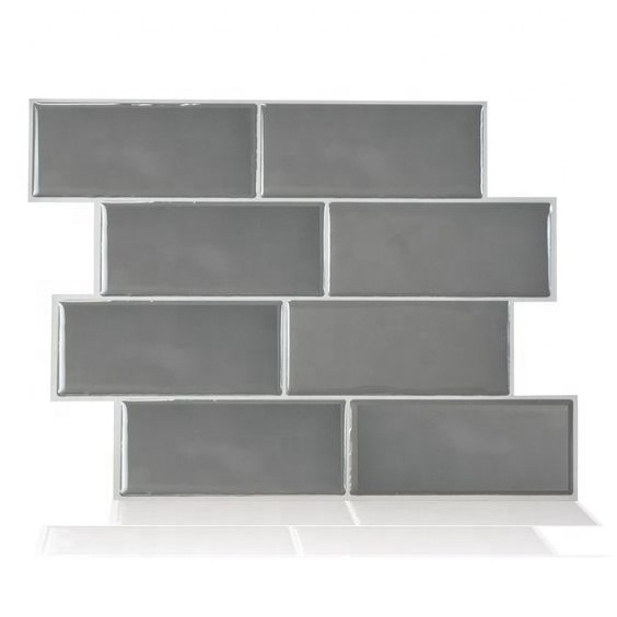 Home Improvement Premium Anti Mold Peel and Stick Wall Tile Backsplash in Subway Matt Design Dark Grey