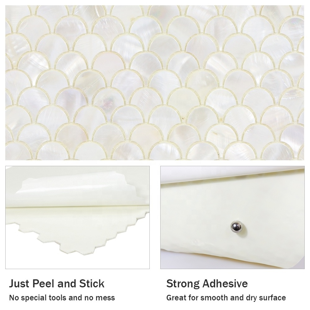 Pearl shell design self adhesive Wall Tile Easy DIY Mould-proof Function Waterproof Stick on Wall for Home Decor