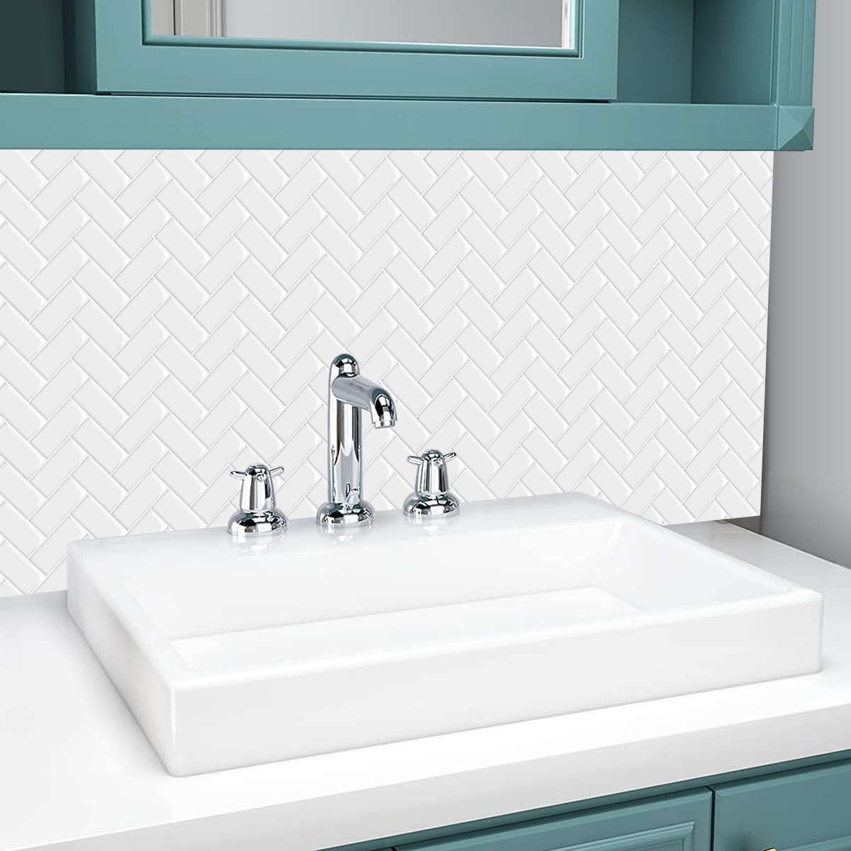 Adhesive Vinyl Self Stick 3D Backsplash herringbone Sticker Tiles Do-it-yourself DIY