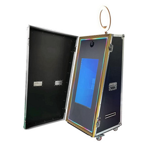 Portable 65 Inch Picture Selfie Magic Mirror Photo Booth Touch Screen Machine Led Frame Kiosk With Printer And Camera For Events