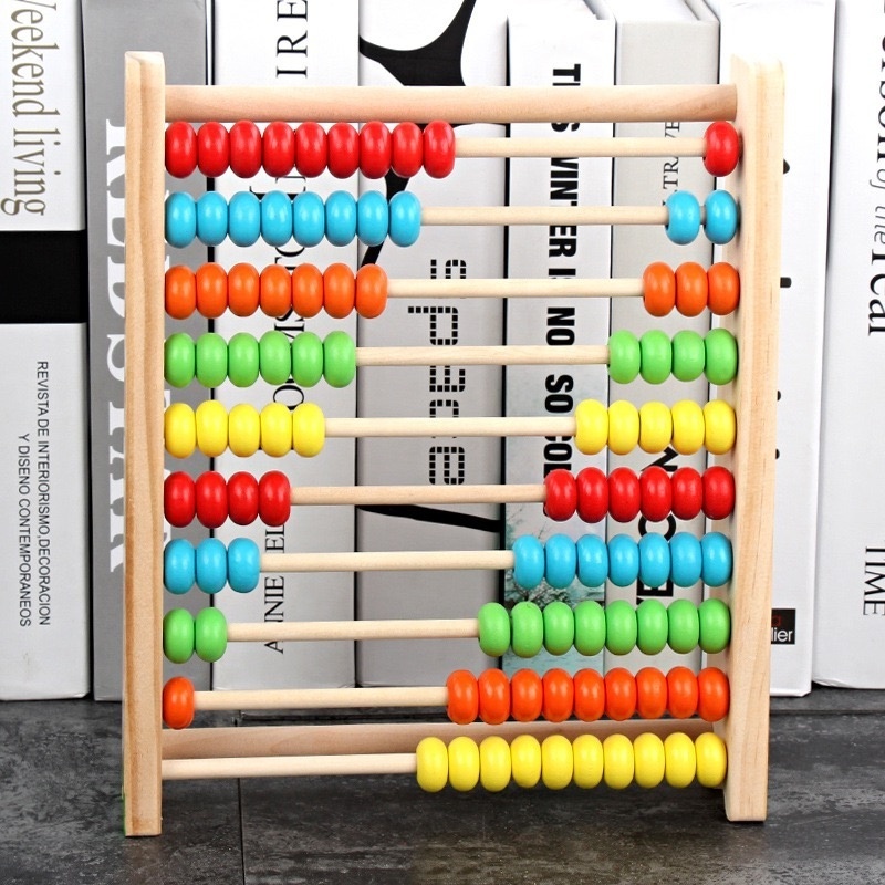 Early Education Enlightenment Wooden Colorful Number Calculation Frame puzzle toy Wooden Children's Ten level Arithmetic Abacus