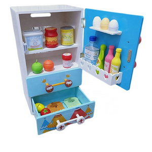 Refrigerator With Food Set Kitchen Toys Miniature Furniture Fridge Decorations Juice Milk kids  Gift