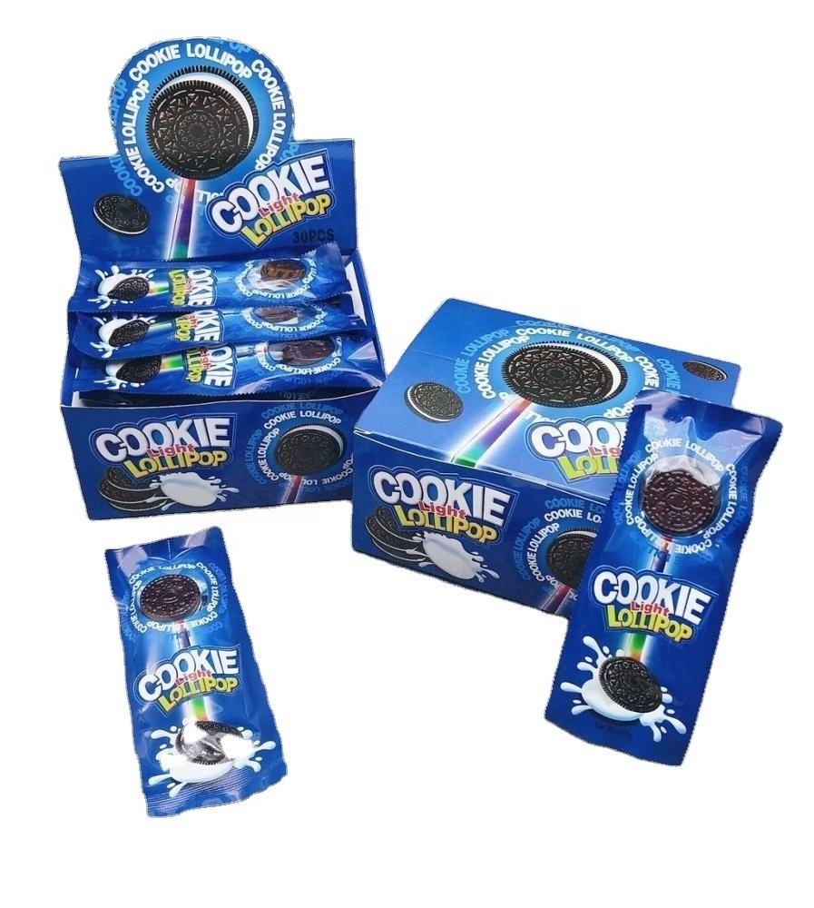 Chocolate cookie shape light stick hard lollipop