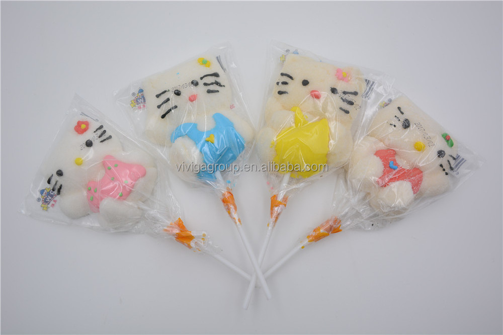 Sweet cartoon shape marshmallow soft lollipop candy for birthdays party