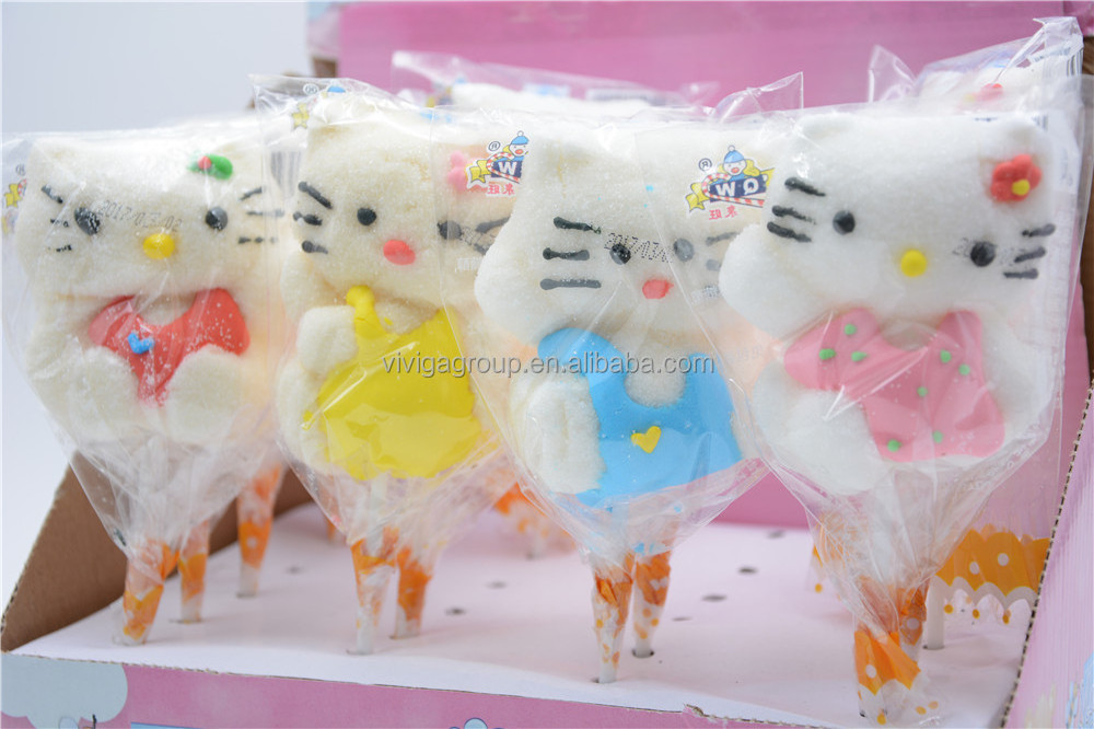 Sweet cartoon shape marshmallow soft lollipop candy for birthdays party