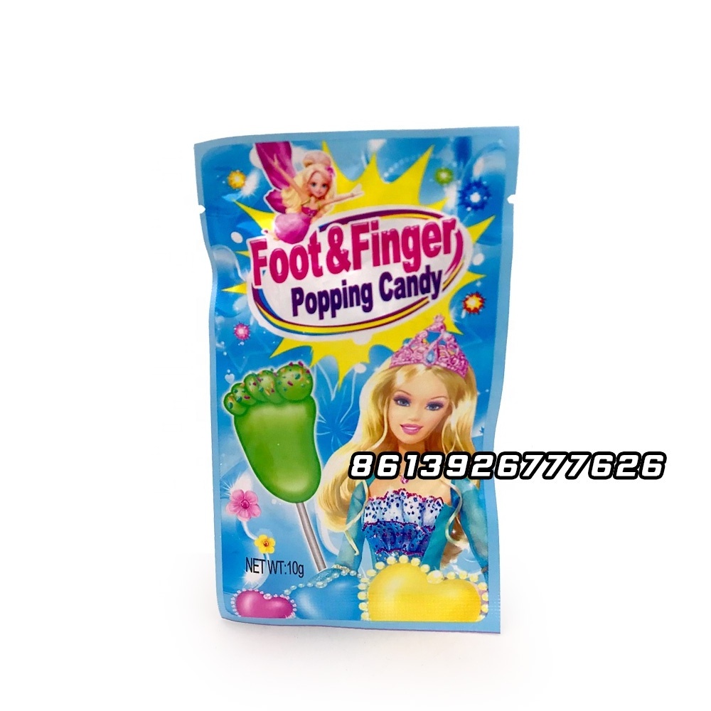 foot and finger lollipop with popping candy