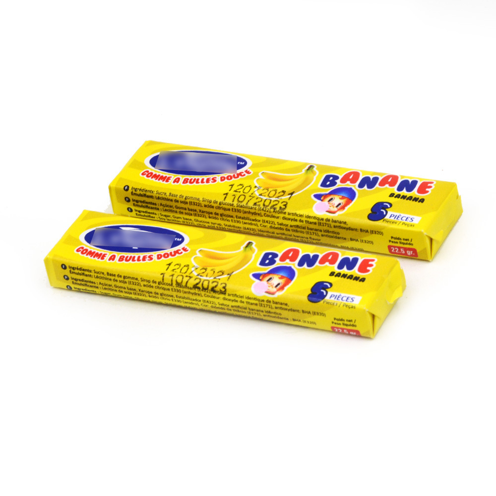 Customized Logo Halal Fruit Banana Flavor  Fresh Bubble Chewing Gum