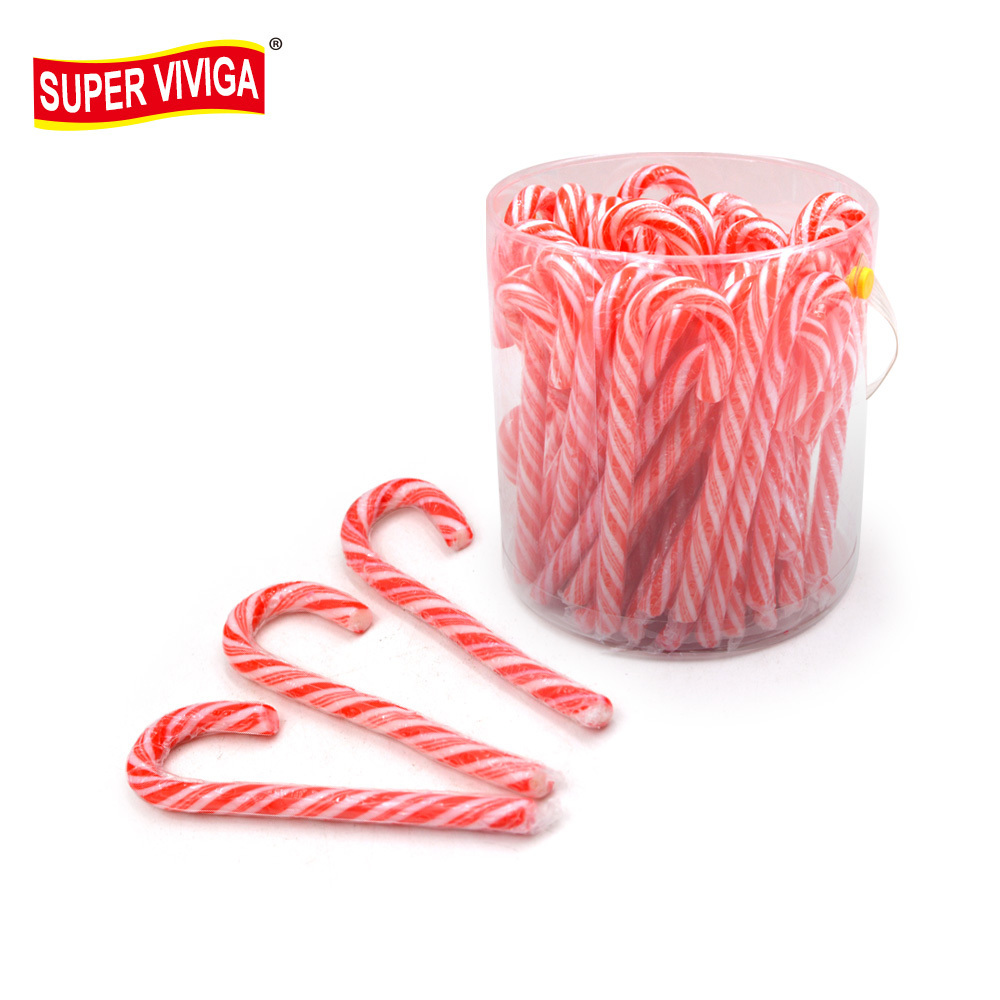 Candies wholesale different fruit flavor halal sweet Christmas candy cane lollipop