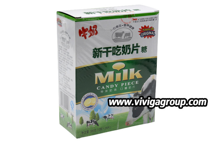 Wholesale compressed round shape dry cow milk tablet candy