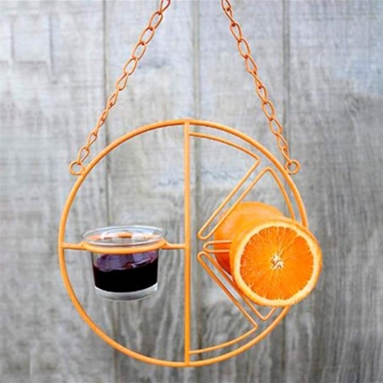 Amazon Hot Sale Orange Clementine Design Humming brid Outdoor Garden Hanging Bird Feeder with Glass Jelly  cup