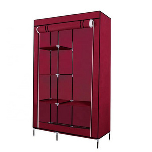 Portable Clothes Non-Woven Fabric shelf  Wardrobe With Hanging Rod ,