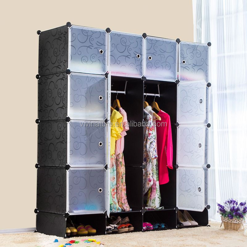 DIY 12 Cube Portable Closet Storage Organizer Clothes Wardrobe Cabinet With Doors