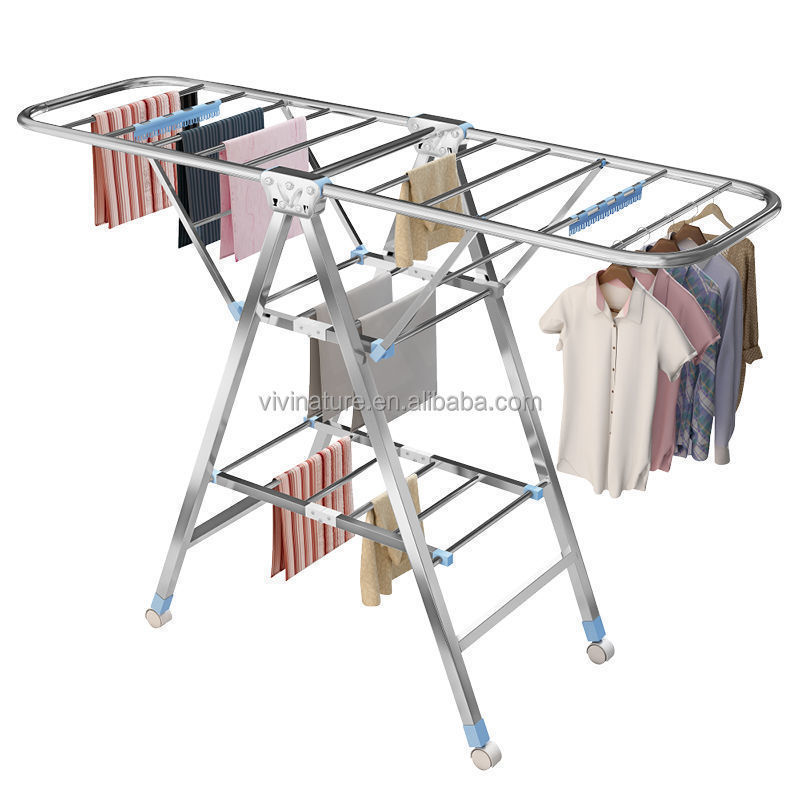 Wings Expandable Stainless Steel 4 Shoe Holders Laundry Drying Rack Washing Line Dry Towel Rail Cloth Rack