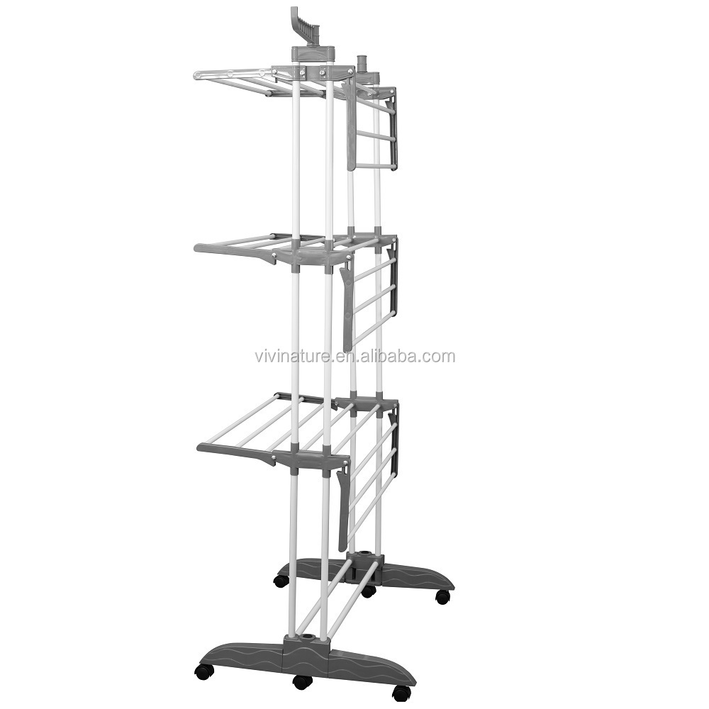 Foot foldable portable cloth  storage rack shelf with 3 tiers hanger rack