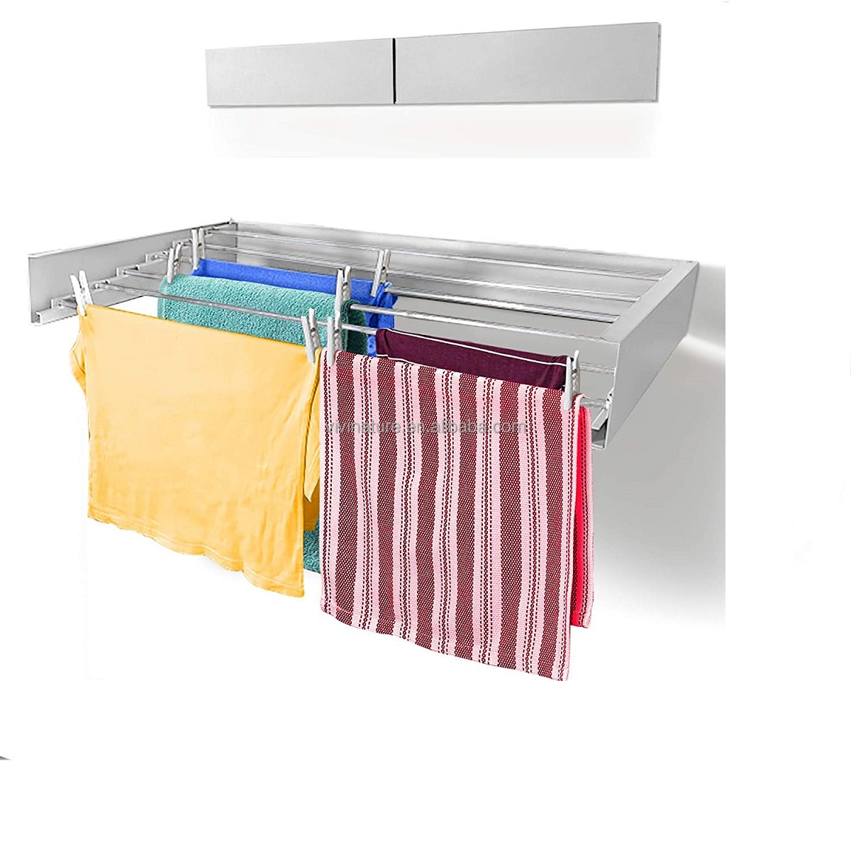 Wall mounted metal folding cloth drying rack