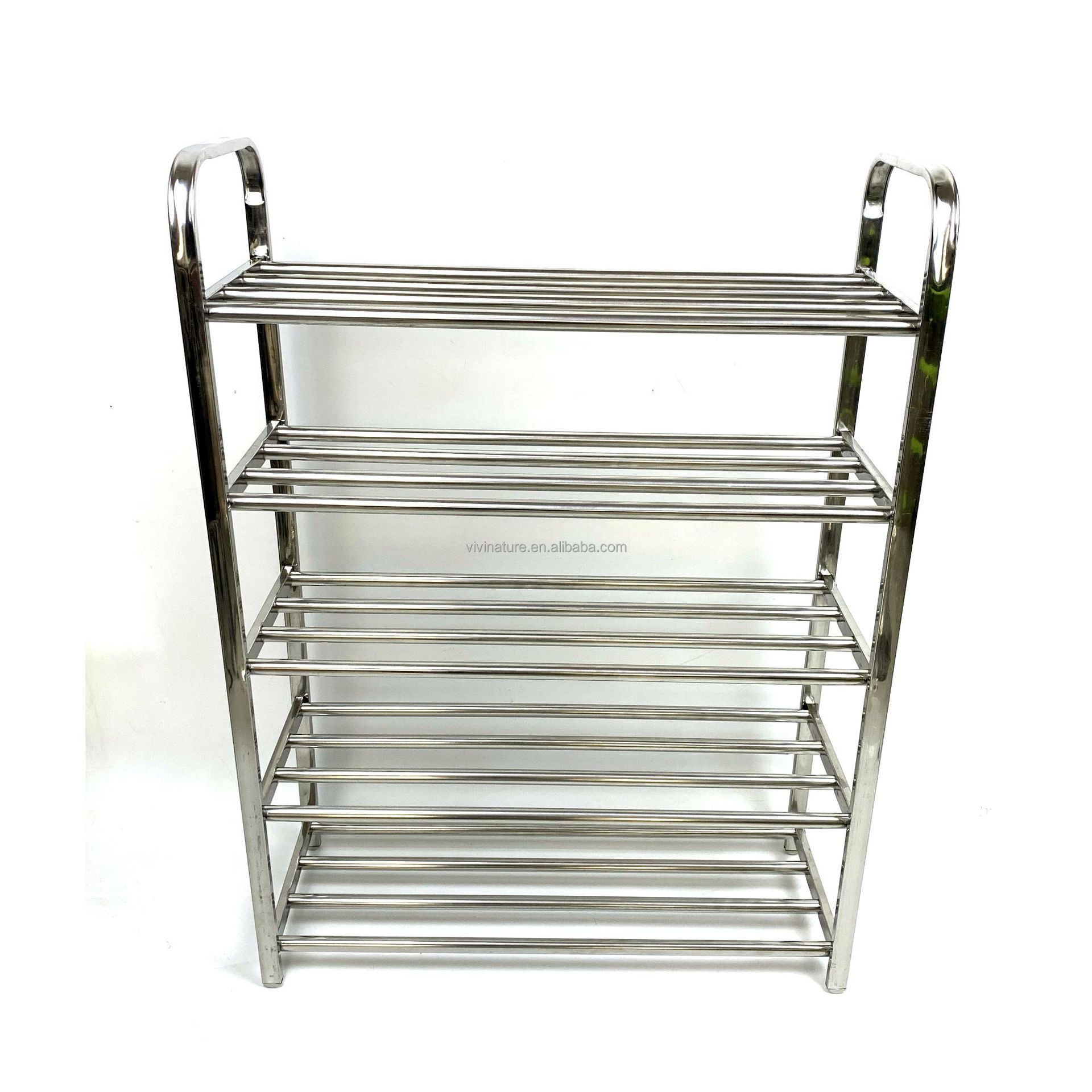 Sturdy 5 Tier Detached stainless steel Shoe Rack Stand Storage Shelf Organizer