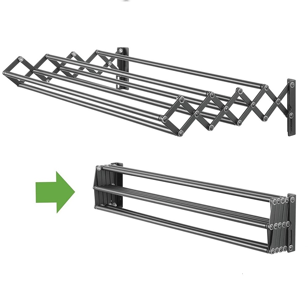 Wall mounted pull out cloth dryer Rack for drying airer length 120cm, collapsible cloth airer rack