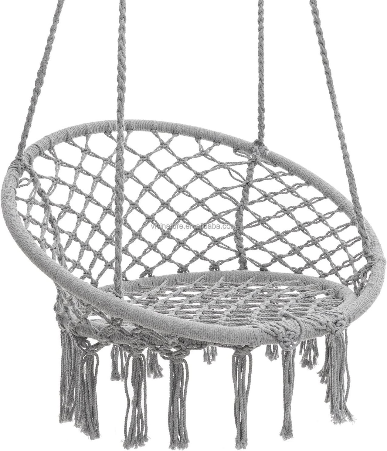 Cotton Rope Hanging knitted Hammock Chair Hand made with Knitting needel Indoor Outdoor Kids Swing Bed Adult Swinging