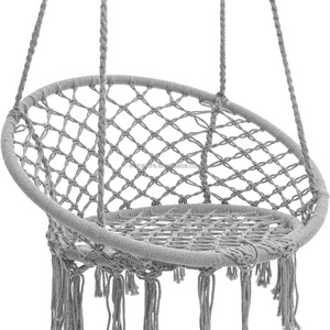 Cotton Rope Hanging knitted Hammock Chair Hand made with Knitting needel Indoor Outdoor Kids Swing Bed Adult Swinging