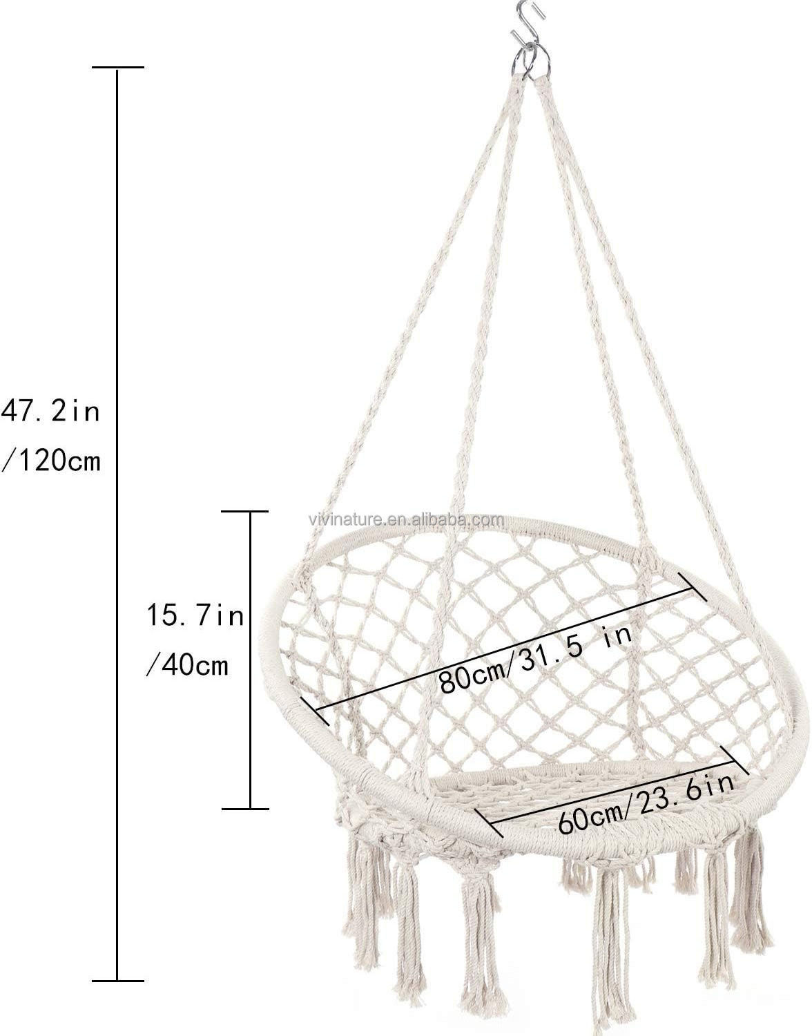 Cotton Rope Hanging knitted Hammock Chair Hand made with Knitting needel Indoor Outdoor Kids Swing Bed Adult Swinging