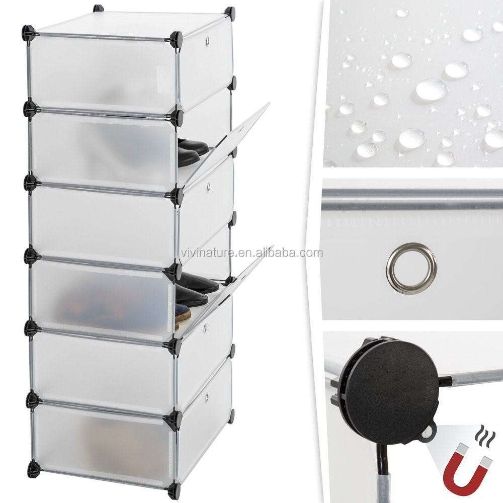 PP Shelf storage with doors shoe rack organizer shelving system plastic white