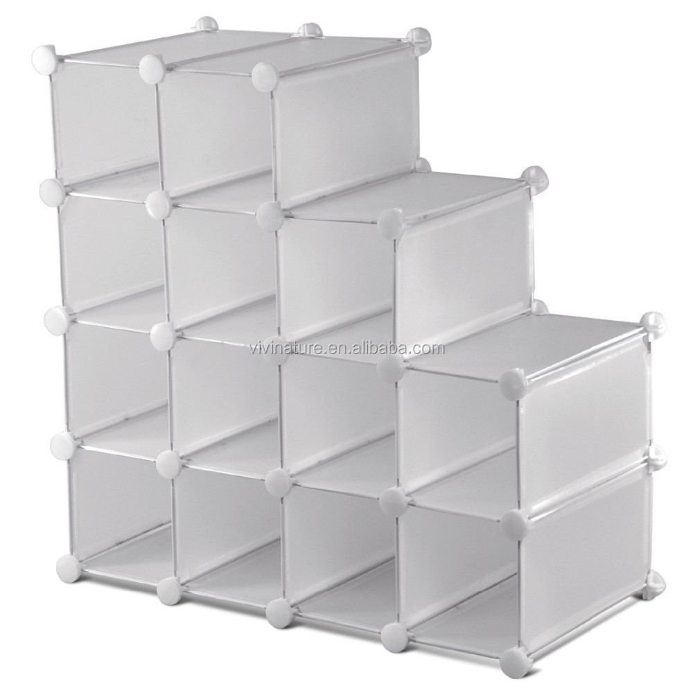 PP Shelf storage with doors shoe rack organizer shelving system plastic white