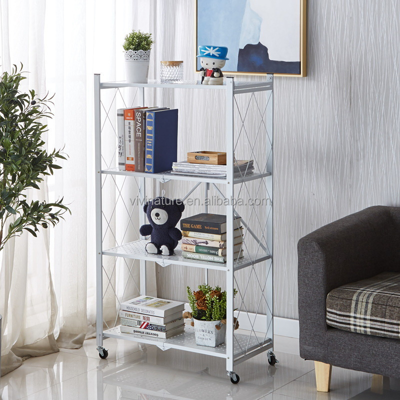 Heavy duty Folding metal storage shelf with wheels