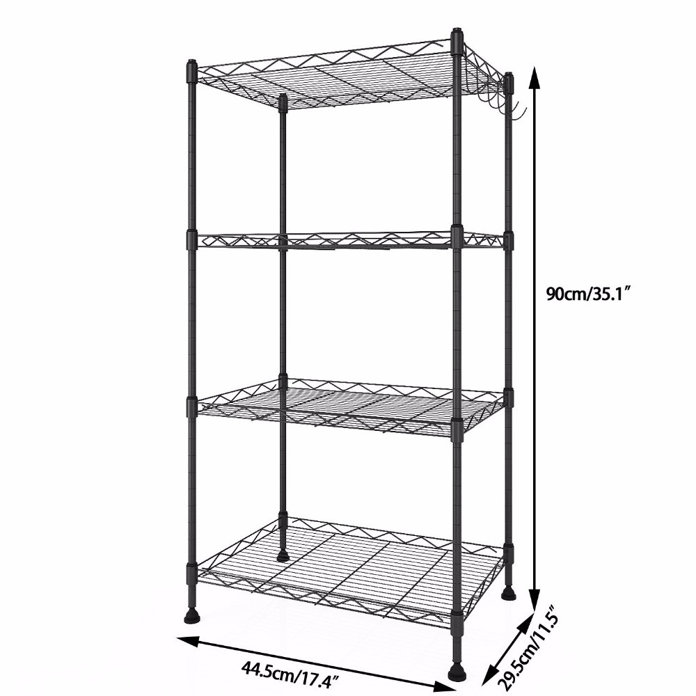 5 Tier Metal  Wire Shelving storage Rack Adjustable Heavy Duty Steel Shelf Black