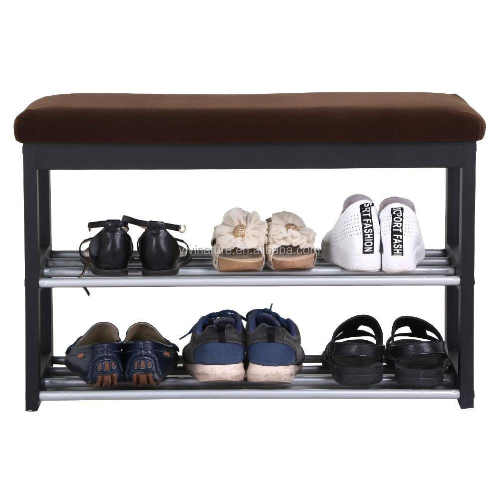 high quality wooden shoes rack, metal shoe rack bench for living room