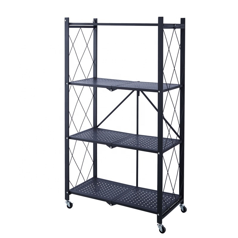 Heavy duty Folding metal storage shelf with wheels